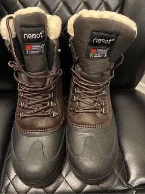 Riemot Men's Brown Waterproof Winter Boots with 3M Thinsulate Size 10 NWOB